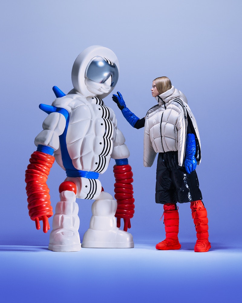 Mixed-media explorer sculptures and styled looks from Moncler x Adidas Originals campaign photographed by Hanna Moon